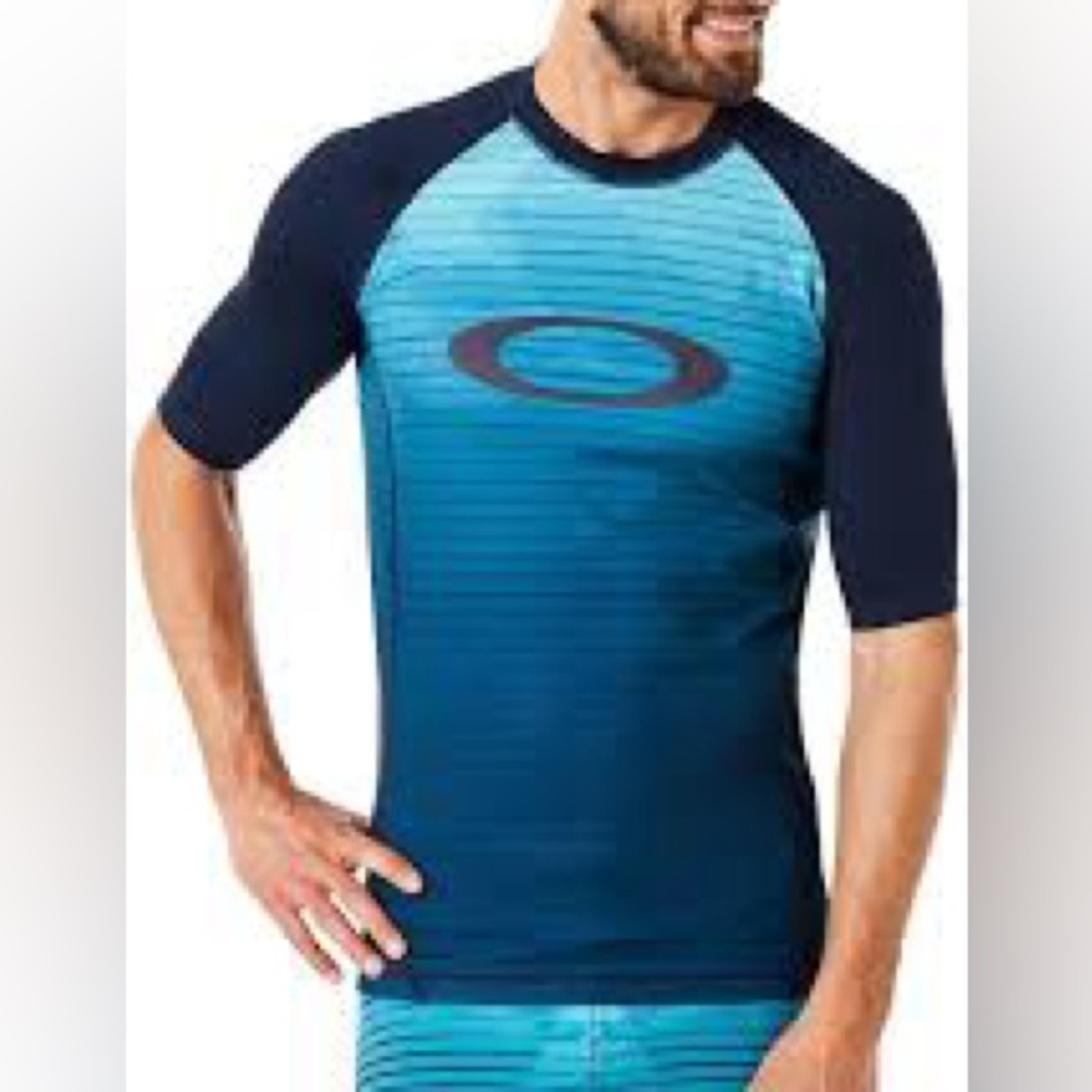 Oakley Mens Rashguard Cycling Tee Fitted T-Shirt Blue 482399 SIZE XXL